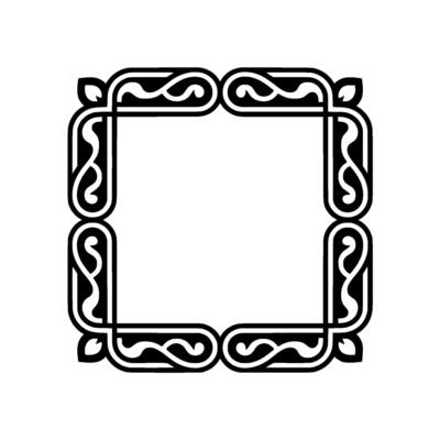 Elegant Art Deco Border Frame With Radiant Center, Black And White