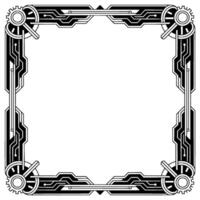 Tech Frame Futuristic Circuitry Border In Black And White vector