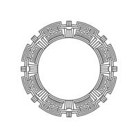 Geometric Circular Ornament, Minimalist Black White Element vector