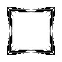 Tech Frame Border, Futuristic Element On White, Grayscale vector