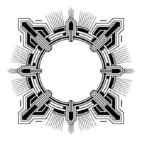 Art Deco Circle Frame Geometric Black White Element vector