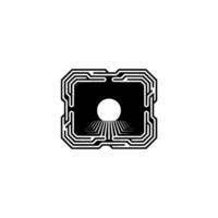 Geometric Tech Circuitry And Glowing Orb vector