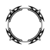 Ornamental Circular Frame, Geometric, Element, Tattoo Style vector