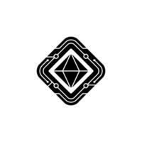 Minimalist Ethereum Symbol With Circuitry On White Background vector