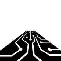 Futuristic Tech Circuit Board, Perspective, Minimalist, White Space vector