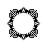 Geometric Black White Ornamental Frame With Circle Center vector