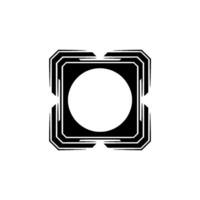 Modern Geometric Abstraction Black Square With Circle, White Background vector