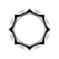 Geometric Minimalist Frame Starshaped Circle, Black White vector