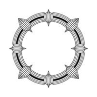 Geometric Circular Frame With Stylized Leaves Minimalist vector
