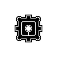 Geometric Tech Black Square With Circle, Minimalist vector