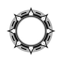 Geometric Starburst Circle Frame, Minimalist, Black And White vector