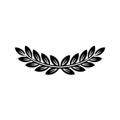 Minimalist Black Olive Branch Crest On White Background