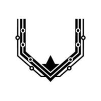 Abstract Circuitry Star In Minimalist Style vector