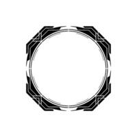 Abstract Geometric Frame With Circle, Black And White vector