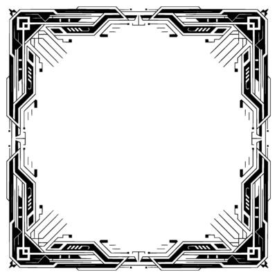 Geometric Deco Frame Futuristic Black White Border