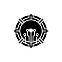 Abstract Circuit Board In Target Cyber Security Ai Concept, Monochrome vector