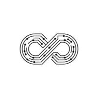 Circuit Board Infinity Loop, Modern Tech Symbol On White vector