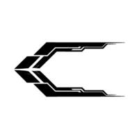 Futuristic Tech Arrow Element Black White Abstract vector