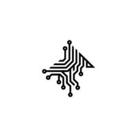 Abstract Circuit Board , Minimalist Tech on White vector