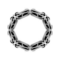 Black White Ornate Circle Element on White Background vector