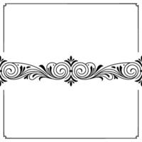 Elegant Black Floral Border with Frame, Invitation. vector
