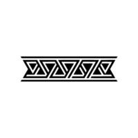 Geometric Interwoven Triangle Pattern Border Element Monochrome. vector