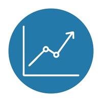 Ascending trendline within a circular frame. Icon symbol illustration vector