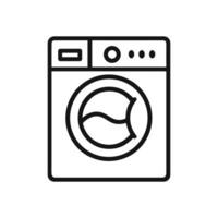 Frontloading washing machine in simple line drawing. Icon symbol illustration vector