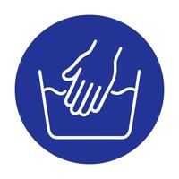 Hand submerging into liquid container. Icon symbol illustration vector