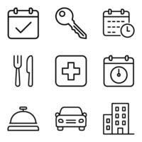 Hotel services icons arrayed neatly. Icon symbol illustration vector