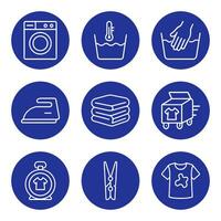 Laundry symbols in circular frames. Icon symbol illustration vector