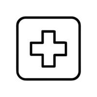 Medical cross within rounded square outline. Icon symbol illustration vector