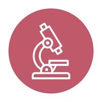 Microscope icon on crimson circle. Icon symbol illustration vector