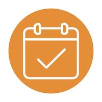 Orange circle with a finished appointment. Icon symbol illustration vector