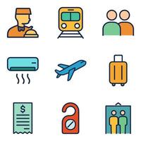 Vibrant travel icons create visual map. Icon symbol illustration vector