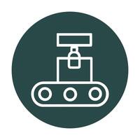 Automated conveyor belt factory operation. Icon symbol illustration vector