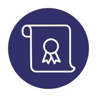 Certificate outline within a circle. Icon symbol illustration vector