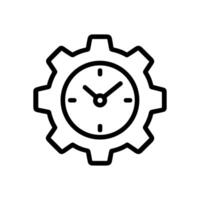 Geared clock time ticks onward. Icon symbol illustration vector