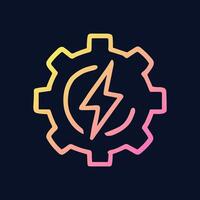 Gradient Cogwheel with Lightning Bolt. Icon symbol illustration vector