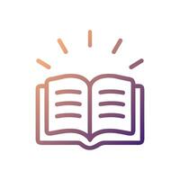 Illuminated open book radiates knowledge. Icon symbol illustration vector
