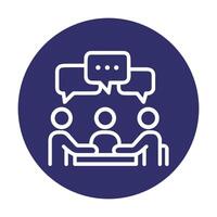 People conversing at a table. Icon symbol illustration vector