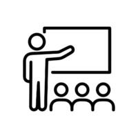 Presentation Educator teaching small class. Icon symbol illustration vector