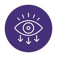 Seeing insights downward flow of knowledge. Icon symbol illustration vector