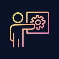 Schematic diagram presentation with settings gear. Icon symbol illustration vector