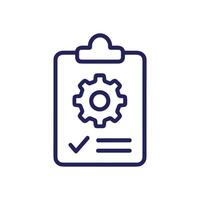 Technical report Gear checkmark and lines. Icon symbol illustration vector