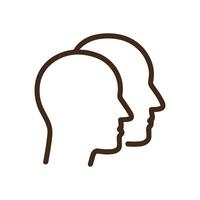Two heads facing same direction. Icon symbol illustration vector