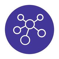 Abstracted network icon within purple circle. Icon symbol illustration vector