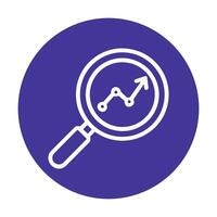 Analyzing upward growth with a magnifier. Icon symbol illustration vector