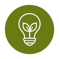 Bulb sprouts fresh idea within circle. Icon symbol illustration vector