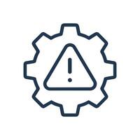 Cog with an alarming exclamation point. Icon symbol illustration vector